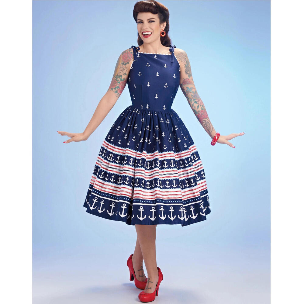 Simplicity 8873 Patterns by Gertie Retro Swing Full Dress Rockabilly 1950s 4-12